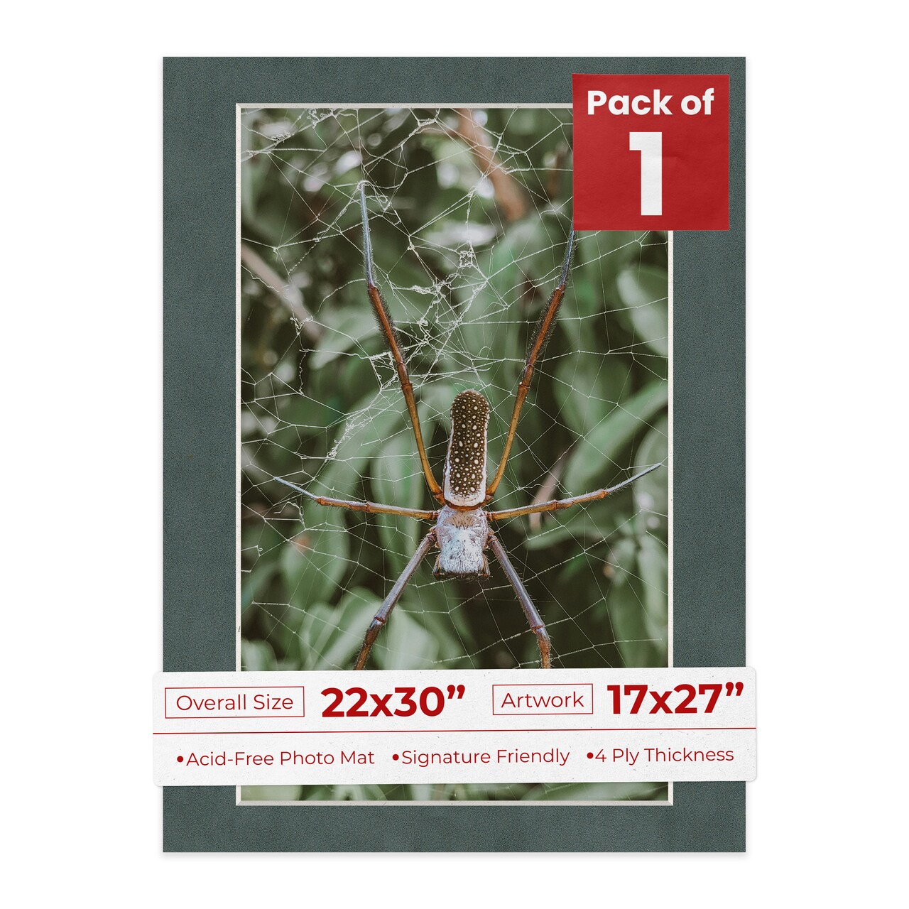 Dark Grey Suede Mat Board for 22x30 Frames - Fits 17x27 Photos